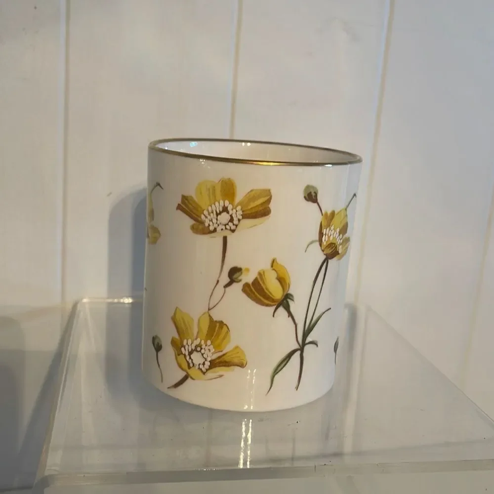 Spode Vintage Yellow Flowers Bathroom Cup/Toothbrush Holder